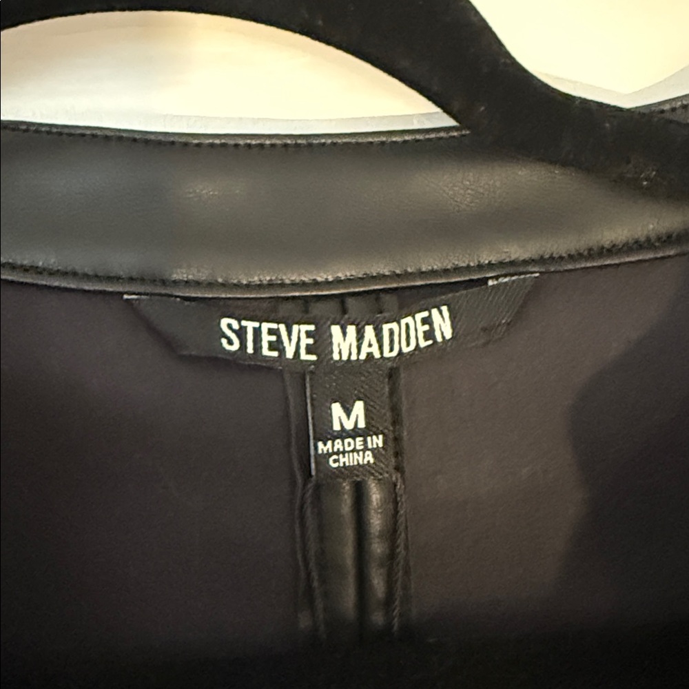 NWT STEVE MADDEN Black Faux Leather Top - Picture 2 of 6